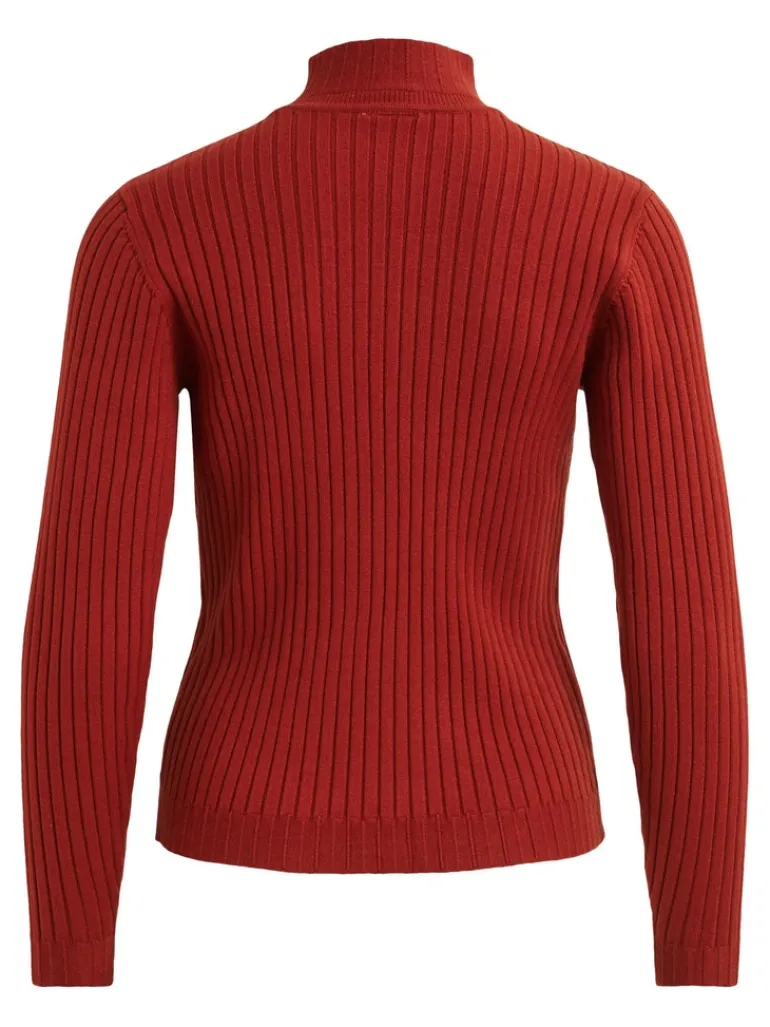 VIOLIVI FUNNELNECK L/S KNIT TOP/SU burnt henna