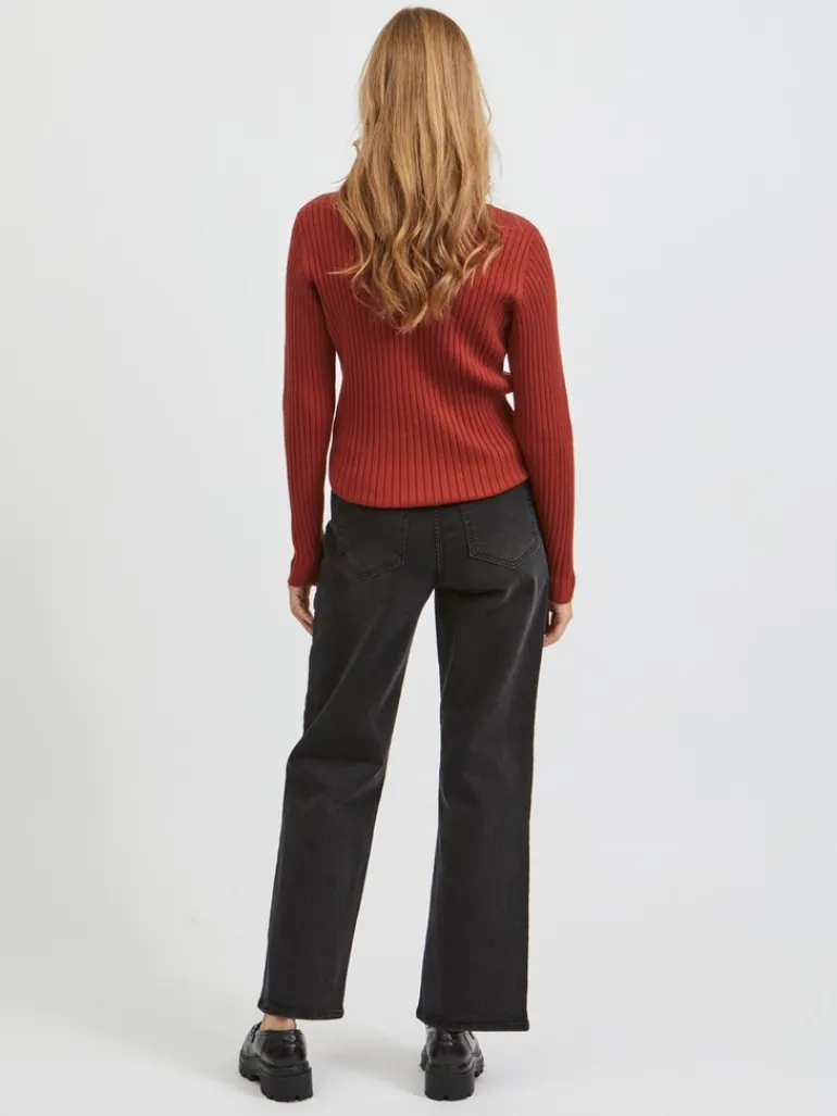 VIOLIVI FUNNELNECK L/S KNIT TOP/SU burnt henna
