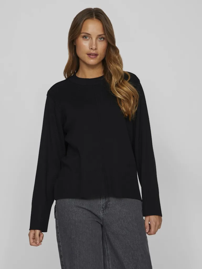 VIOSTRIA O-NECK L/S KNIT TOP-NOOS black beauty