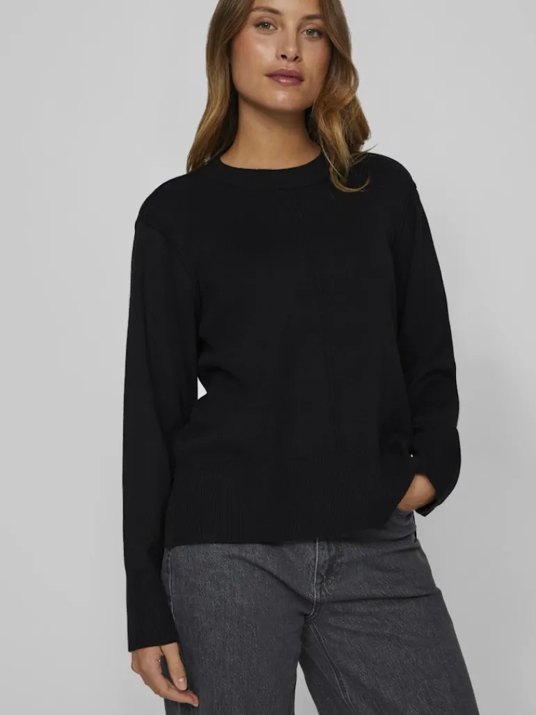 VIOSTRIA O-NECK L/S KNIT TOP-NOOS black beauty