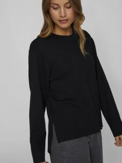 VIOSTRIA O-NECK L/S KNIT TOP-NOOS black beauty