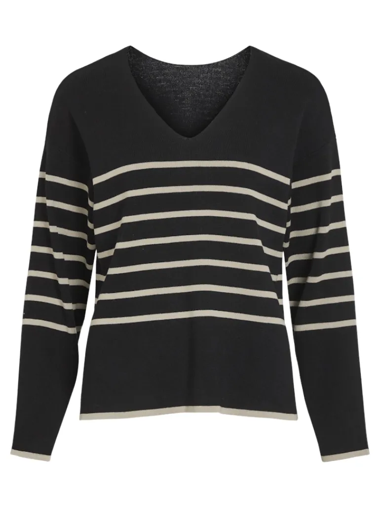 VIOSTRIA V-NECK L/S REV TOP-NOOS black beauty