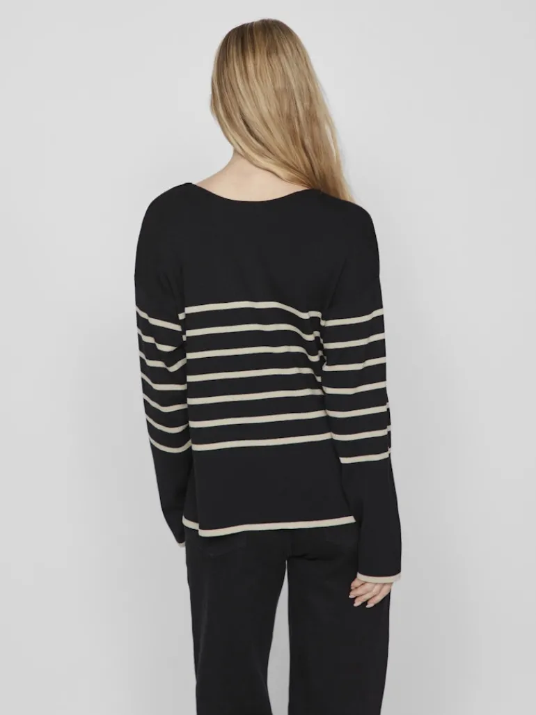 VIOSTRIA V-NECK L/S REV TOP-NOOS black beauty