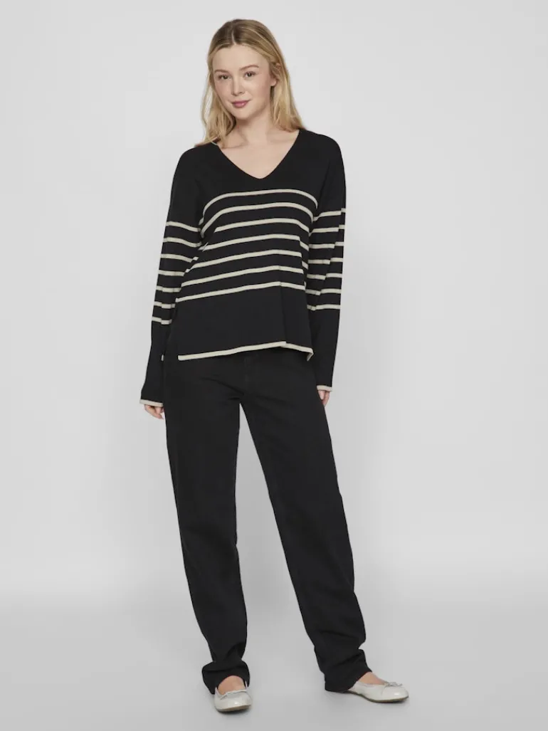 VIOSTRIA V-NECK L/S REV TOP-NOOS black beauty