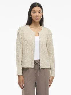 VIPAZA O-NECK L/S ZIPPER KNIT CARDIGAN birch