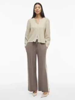 VIPAZA O-NECK L/S ZIPPER KNIT CARDIGAN birch