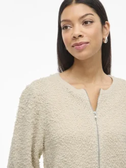 VIPAZA O-NECK L/S ZIPPER KNIT CARDIGAN birch