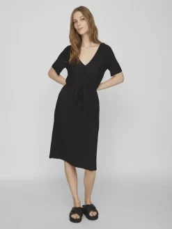 VIPLISA V-NECK S/S DRESS/SU/VOL black