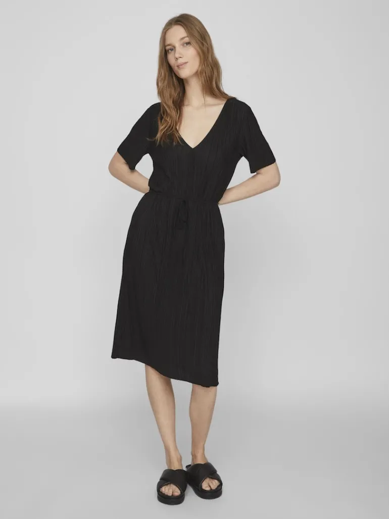 VIPLISA V-NECK S/S DRESS/SU/VOL black