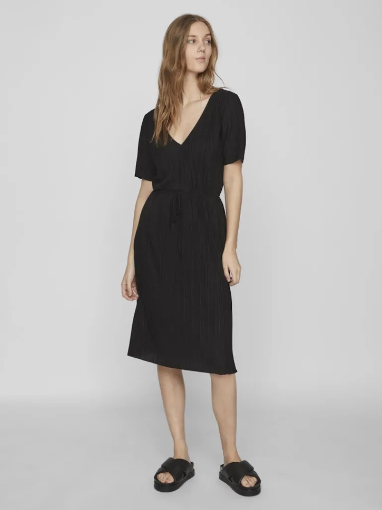 VIPLISA V-NECK S/S DRESS/SU/VOL black
