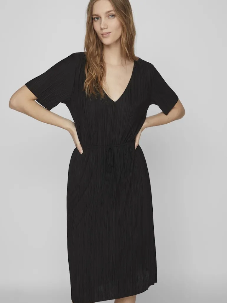 VIPLISA V-NECK S/S DRESS/SU/VOL black