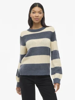 VIPOLANA NEW L/S STRIPE KNIT TOP vintage indigo