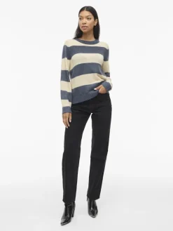 VIPOLANA NEW L/S STRIPE KNIT TOP vintage indigo