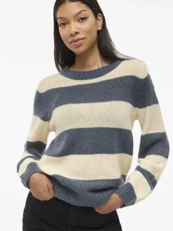 VIPOLANA NEW L/S STRIPE KNIT TOP vintage indigo