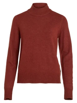 VIRIL CREWNECK L/S KNIT TOP - NOOS fired brick