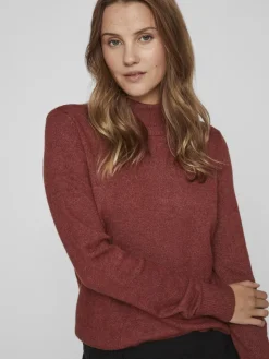 VIRIL CREWNECK L/S KNIT TOP - NOOS fired brick