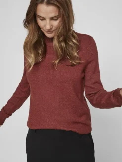 VIRIL CREWNECK L/S KNIT TOP - NOOS fired brick