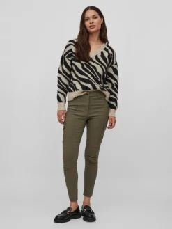 VIRIL FEAMI MIX V-NECK L/S KNIT TOP-NOOS natural melange