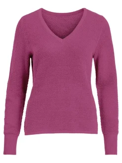 VIRIL HIGH LOW L/S KNIT TOP - FAV misty rose