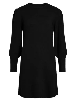 VIRIL L/S A-SHAPE KNIT DRESS black