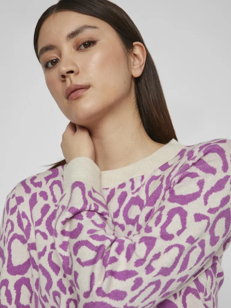 VIRIL L/S JACQUARD KNIT TOP/4 cattleya orchid