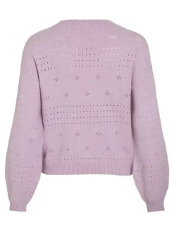 VIRIL L/S O-NECK POINTELLE KNIT TOP-NOOS winsome orchid