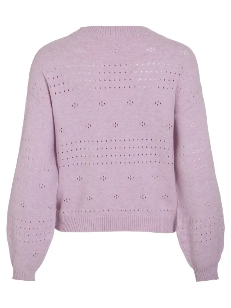 VIRIL L/S O-NECK POINTELLE KNIT TOP-NOOS winsome orchid