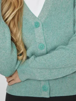 VIRIL MULTI SHORT L/S KNIT CARDIGAN-NOOS green milieu