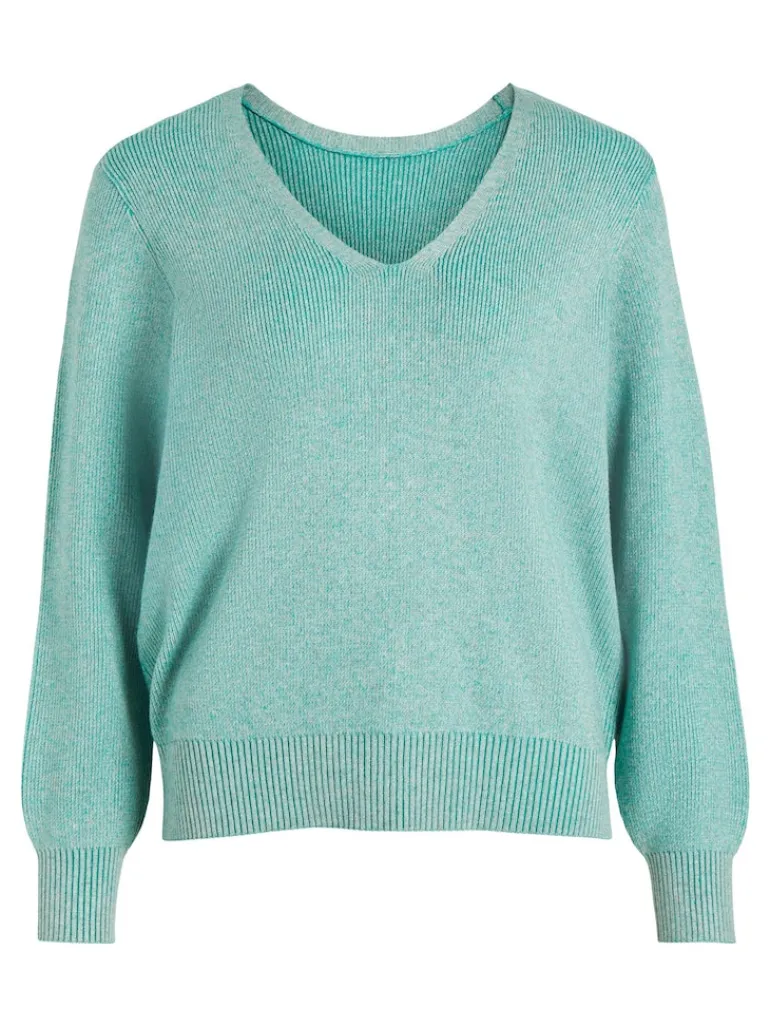 VIRIL MULTI V-NECK L/S KNIT TOP - NOOS green milieu