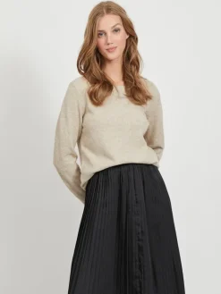 VIRIL O-NECK L/S KNIT TOP - NOOS hellbraun1