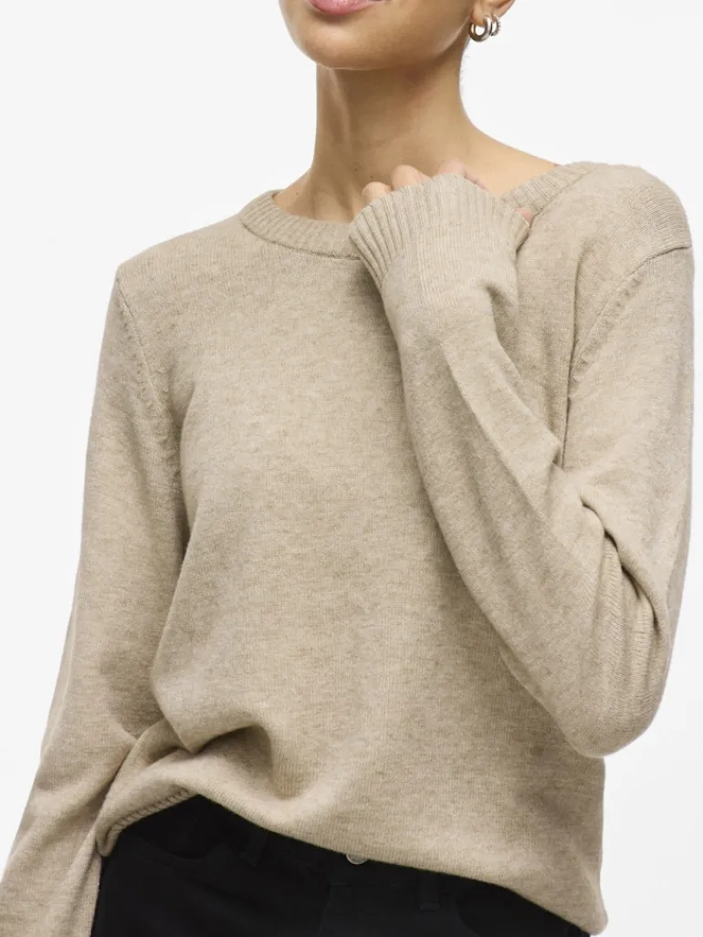 VIRIL O-NECK L/S KNIT TOP - NOOS hellbraun1