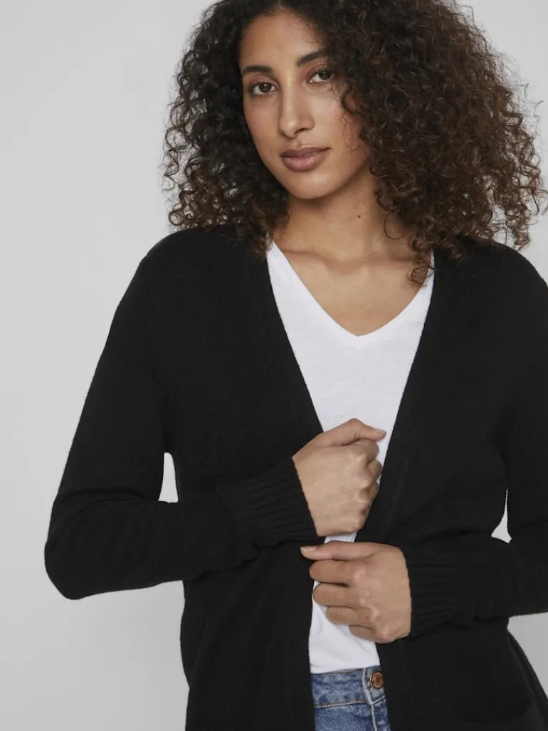 VIRIL OPEN L/S KNIT CARDIGAN - NOOS black