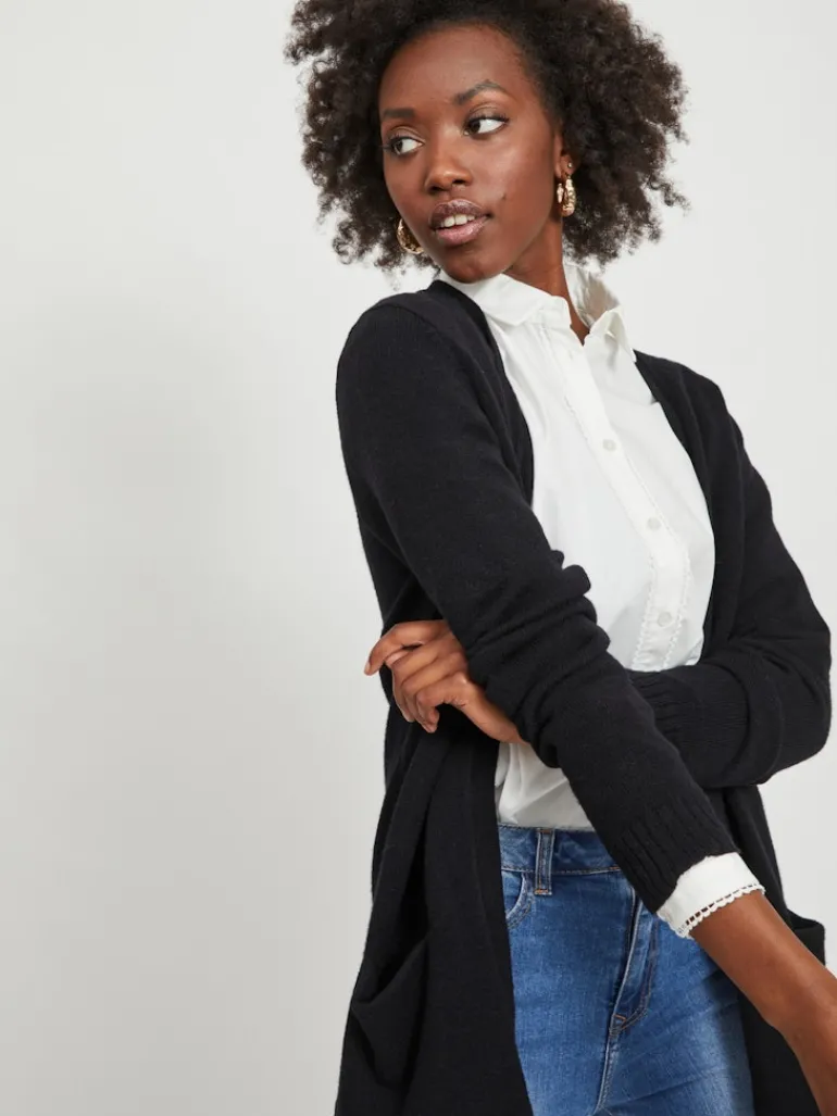 VIRIL OPEN L/S KNIT CARDIGAN - NOOS black