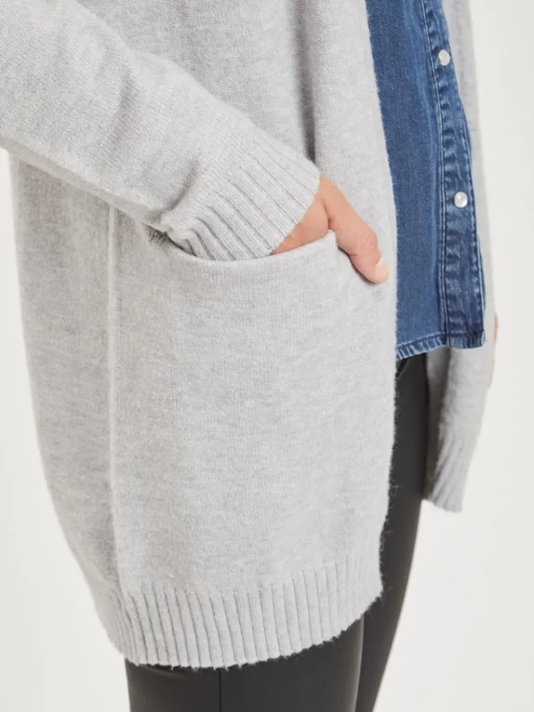 VIRIL OPEN L/S KNIT CARDIGAN - NOOS hellgrau2