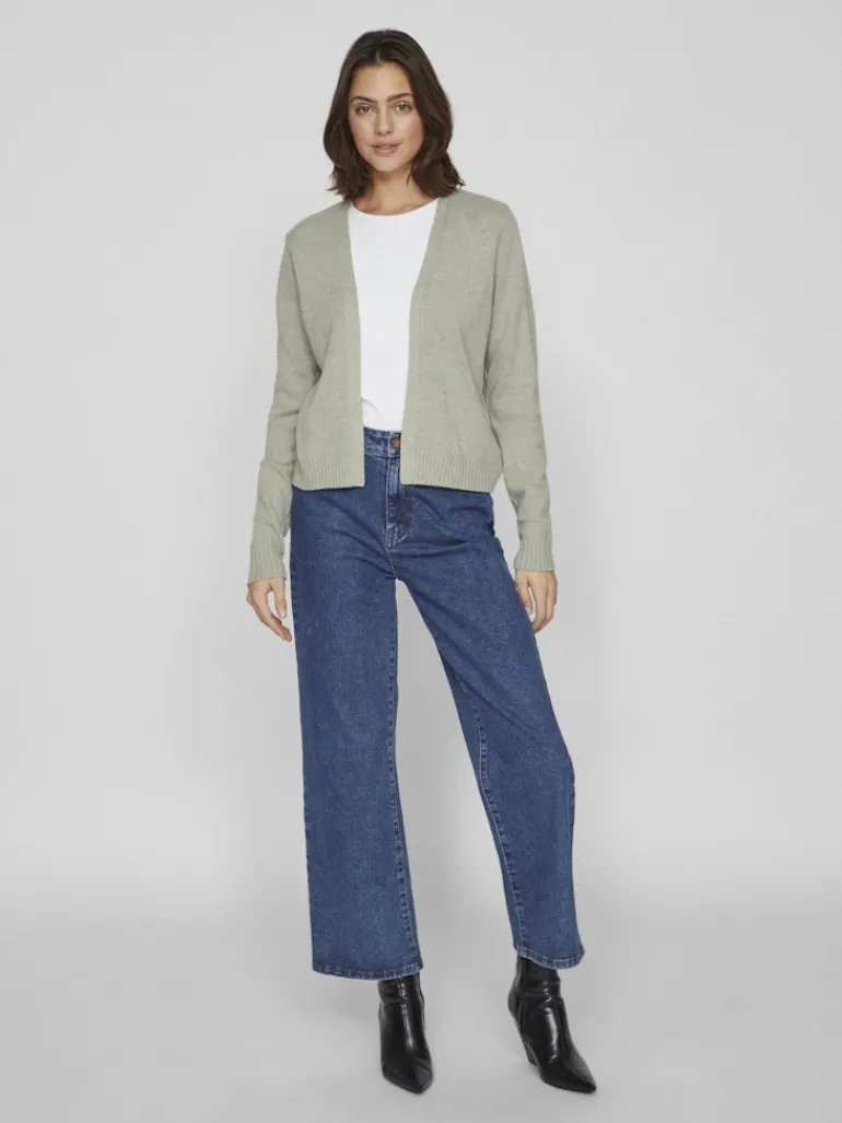 VIRIL SHORT L/S KNIT CARDIGAN-NOOS oil green