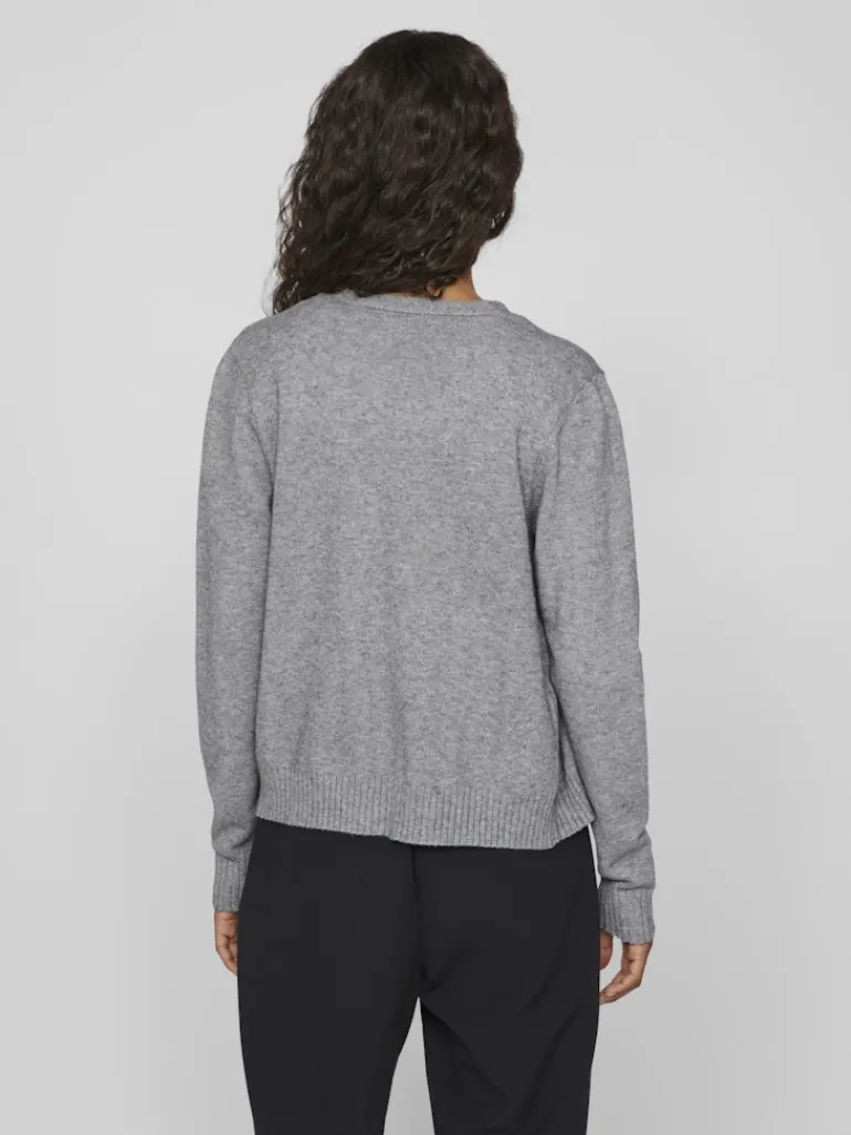 VIRIL SHORT L/S KNIT CARDIGAN-NOOS medium grey melange