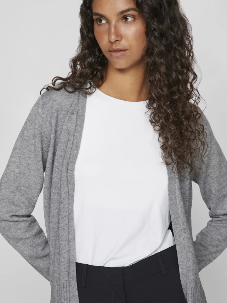 VIRIL SHORT L/S KNIT CARDIGAN-NOOS medium grey melange