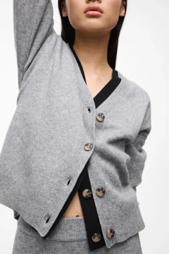 VIRIL V-NECK KNIT CARDIGAN - NOOS medium grey melange