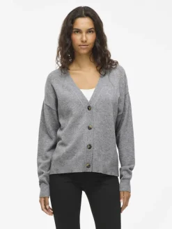 VIRIL V-NECK KNIT CARDIGAN - NOOS medium grey melange