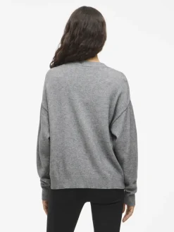 VIRIL V-NECK KNIT CARDIGAN - NOOS medium grey melange