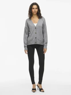 VIRIL V-NECK KNIT CARDIGAN - NOOS medium grey melange