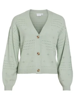 VIRIL V-NECK L/S KNIT CARDIGAN - NOOS silt green