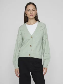 VIRIL V-NECK L/S KNIT CARDIGAN - NOOS silt green