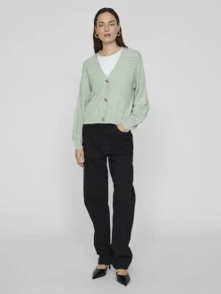VIRIL V-NECK L/S KNIT CARDIGAN - NOOS silt green