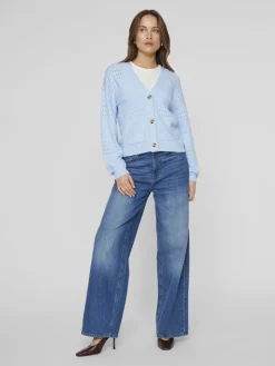 VIRIL V-NECK L/S KNIT CARDIGAN - NOOS kentucky blue