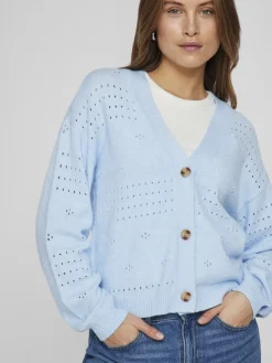 VIRIL V-NECK L/S KNIT CARDIGAN - NOOS kentucky blue