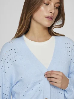 VIRIL V-NECK L/S KNIT CARDIGAN - NOOS kentucky blue