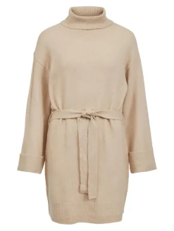VIROLFIE L/S TIE BELT KNIT DRESS - NOOS natural melange