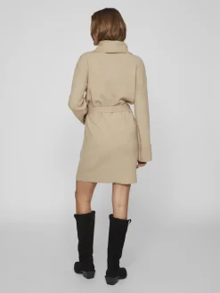 VIROLFIE L/S TIE BELT KNIT DRESS - NOOS natural melange