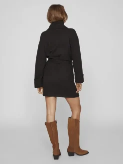 VIROLFIE L/S TIE BELT KNIT DRESS - NOOS black